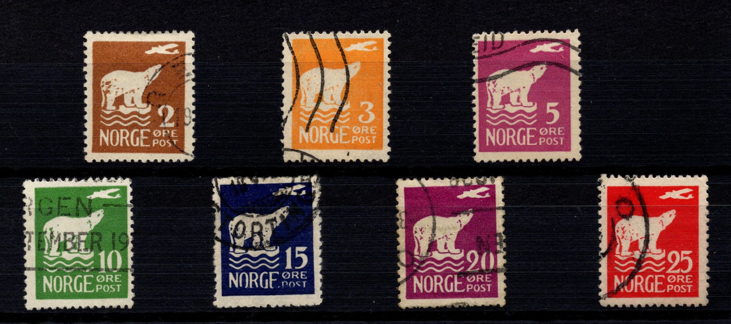 NORWAY: Complete Set of 1925 Amundsen Polar Stamps Canceled