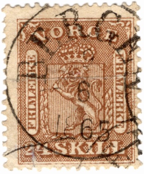 24 Skilling 1863 Postmarked Bergen June 9, 1865