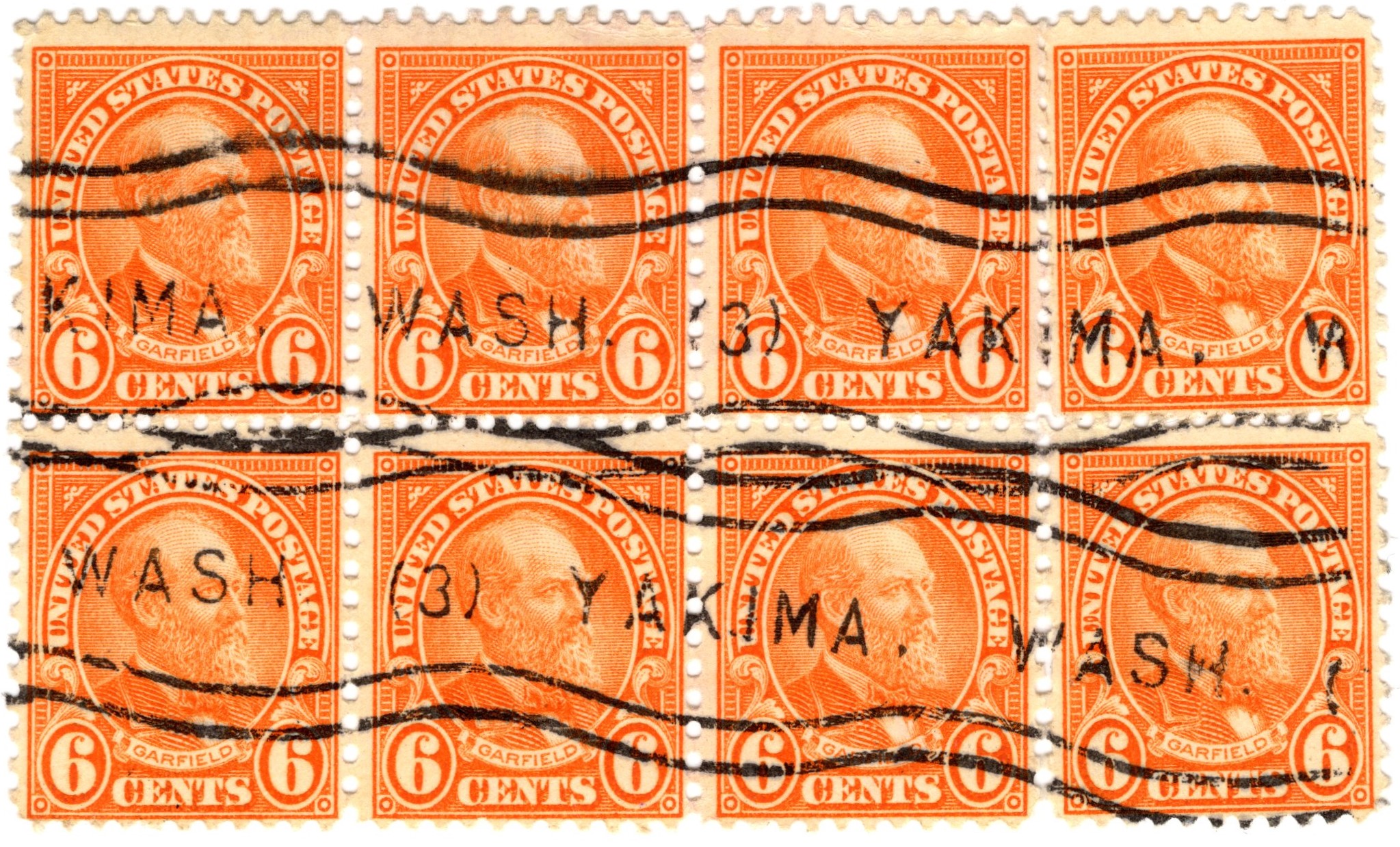 US 558 6 Cent, 8 Block, Cancel Yakima, WA