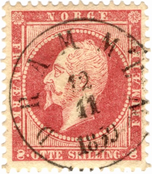 Norway NK 5 (Scott 5) 8 Skilling King Oscar I, Dull Lake