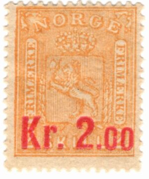 NK  87 Kroneprovisorie 1905 2 Kr Mint Lightly Hinged