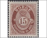 Used NK 102   Posthorn 15 Øre Red Brown