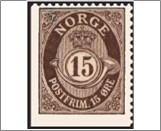 Used NK 102   Posthorn 15 Øre Dark brown