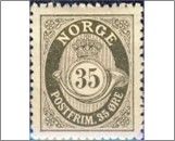 Used NK 106   Posthorn 35 Øre Brown olive