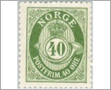 Used NK 107   Posthorn 40 Øre Olive