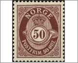 Used NK 108   Posthorn 50 Øre Lilac brown