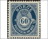 Used NK 109   Posthorn 60 Øre Dark blue