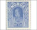Mint NK 111 King Haakon VII 1910-1918 1.5 Krone Yellow green