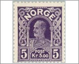 Mint NK 113 King Haakon VII 1910-1918 5 Krone Dark violet