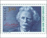 Used NK 1174   Edvard Hagerup Grieg (1843-1907) composer & pianist 3.5 Krone Multicolor