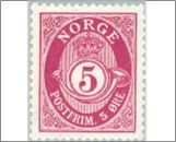 Mint NK 118 Posthorn (1920-1929) 5 Øre Red lilac