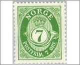 Used NK 119   Posthorn (1920-1929) 7 Øre Green