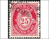 Used NK 123   Posthorn (1920-1929) 25 Øre Carmine