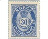 Used NK 124   Posthorn (1920-1929) 30 Øre Blue