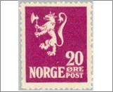 Mint NK 127 Lion I 1922-1924 20 Øre Red lilac