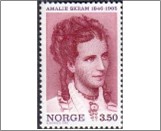 Used NK 1275   Amalie Skram (1846-1905) author and feminist 3.5 Krone Dark violet,Brown lilac