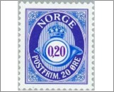 Used NK 1285   Posthorn 20 Øre Violet,Bright blue,Violet blue