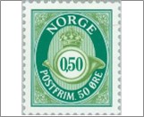 Used NK 1288   Posthorn 50 Øre Green,Bright grey green,Bright greenish olive