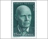 Used NK 1311   Tarjei Vesaas (1897-1970) author 15 Krone Dark green