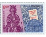 Used NK 1363   Norway 2000: Statue of St. Olav 6 Krone Multicolor