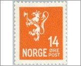 Mint NK 142 Lion II 1926-1934 14 Øre Orange