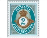 Used NK 1422   Posthorn Type I 2 Krone Multicolor