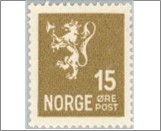 Mint NK 143 Lion II 1926-1934 15 Øre Olive grey