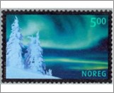 Used NK 1452   Northern Lights and Trees 5 Krone Multicolor