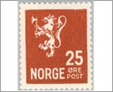 Mint NK 147 Lion II 1926-1934 25 Øre Yellow brown