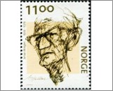 Used NK 1473   Johan Borgen (1902-1979) author, journalist & critic 11 Krone Chrome yellow,Brown olive