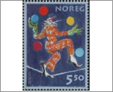 Used NK 1481   Clown on the high wire 5.5 Krone Multicolor