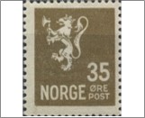 Used NK 149   Lion II 1926-1934 35 Øre Olive brown