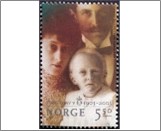 Used NK 1506   100. birthday of king Olaf V. 5.5 Krone Multicolor