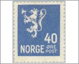 Mint NK 151 Lion II 1926-1934 40 Øre Light blue