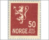 Mint NK 153 Lion II 1926-1934 50 Øre Brown rose
