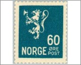 Mint NK 154 Lion II 1926-1934 60 Øre Green blue