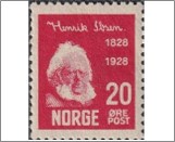 Used NK 161   Henrik Ibsen 20 Øre Carmine