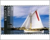 Used NK 1688   Sail boat & Lyngor lighthouse 11 Krone Multicolor