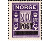 Mint NK 171 Postage due - surcharged 200 Øre Dark violet