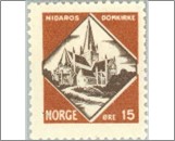 Used NK 178   Trondheim Cathedral 15 Øre Red Brown,Lilac brown