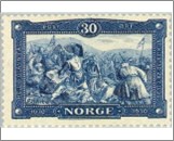 Used NK 180   Death of St.Olav in Battle of Stiklestad 30 Øre Dark blue