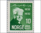 Used NK 185   Bjørnstjerne Bjørnson 10 Øre Green
