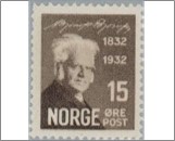 Used NK 186   Bjørnstjerne Bjørnson 15 Øre Dark brown