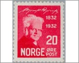 Used NK 187   Bjørnstjerne Bjørnson 20 Øre Carmine