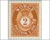 Used NK 198   Posthorn and Lion III (wmk) 2 Øre Light brown