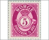 Used NK 200   Posthorn and Lion III (wmk) 5 Øre Purple
