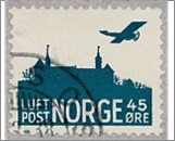Used NK 212   Airmail without frame 45 Øre Dark greenish blue