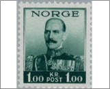 Used NK 213   King Haakon VII 1937 1 Krone Black green