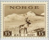 Used NK 217   Reindeer (Rangifer tarandus) 15 Øre Black grey brown