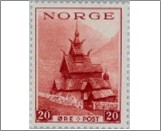 Used NK 218   Stave Church, Borgund 20 Øre Red Brown